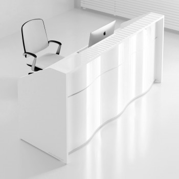 Wave LUV15 Reception Desk, High Gloss White