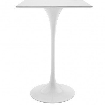 Lippa 28" Square Wood Top Bar Table, White by Modway