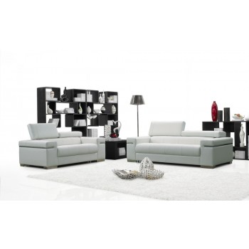 Soho 2-Piece Living Room Set, White Leather