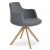 Dervish Sword Dining Chair, Natural Veneer Steel, Grey Leatherette by SohoConcept Furniture