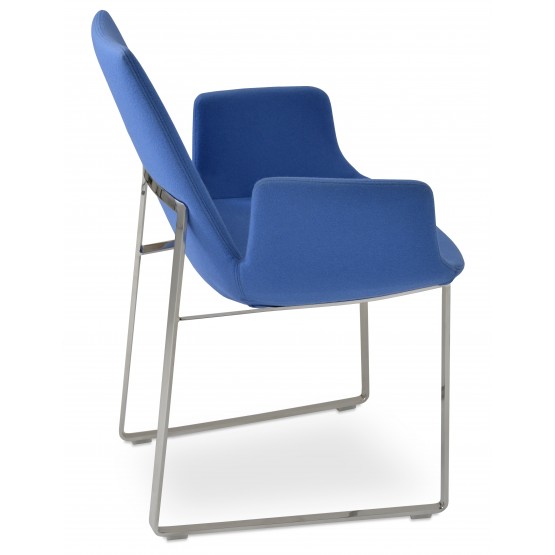 Eiffel Arm Sled Chair, Stainless Steel, Sky Blue Camira Wool photo