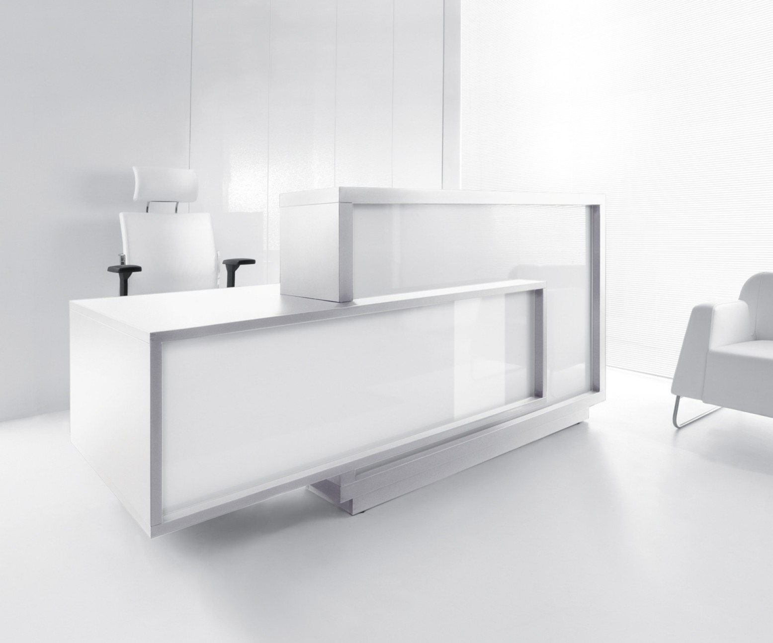 Foro Lf11 Reception Desk High Gloss White Buy Online At Best Price