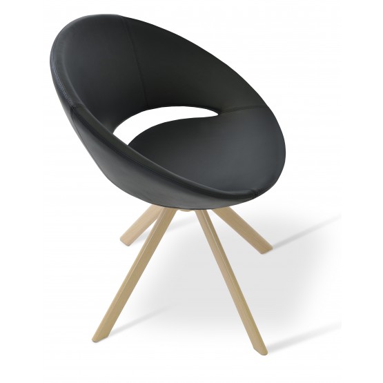Crescent Sword Chair, Natural Veneer Steel, Black Genuine Leather photo