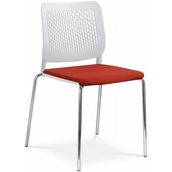 Wait Stackable Conference Armless Chair, Plastic Back, Upholstered Seat, 4-leg Base