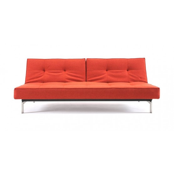 Splitback Sofa Bed, 524 Mixed Dance Burned Orange Fabric + Stainless Steel Legs photo