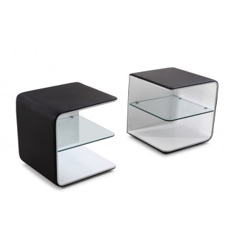 Wave Night Stand, Black + White by J&M Furniture