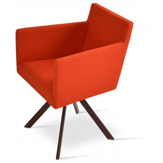 Harput Sword Arm Chair, Walnut Veneer Steel, Orange Camira Wool photo