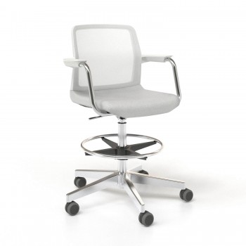 Wind Low Back High Swivel Chair with Mesh Backrest, Castors & Chromed Frame