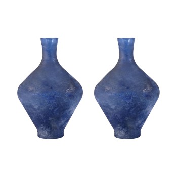 Atlas Vase 11", Blue, Set of 2