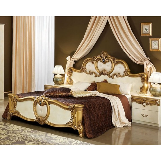 Barocco King Size Bed, Ivory + Gold photo