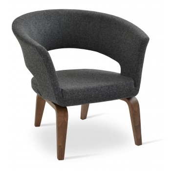 Ada Plywood Base Armchair, Walnut Finish, Dark Grey Camira Wool by SohoConcept Furniture
