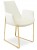 Eiffel Arm Sled Chair, Gold Brass, Cream Genuine Leather by SohoConcept Furniture