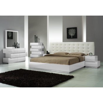 Milan King Size Bed, White by J&M Furniture