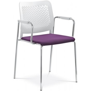 Wait Stackabile Conference Armchair, Plastic Back, Upholstered Seat, 4-leg Base