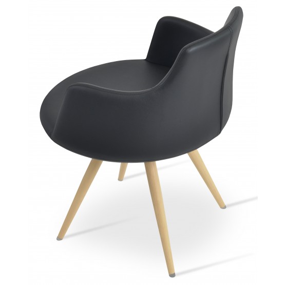 Dervish Star Chair, Natural Veneer Steel, Black Leatherette photo