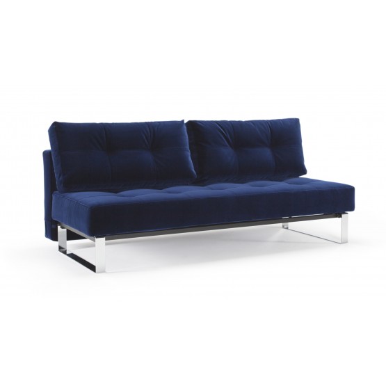 Supremax Deluxe Excess Full Sofa Bed, 865 Vintage Velvet Blue + Chromed Legs photo