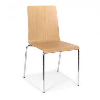 Moon Stackable Conference Wood Chair, 4-leg Frame